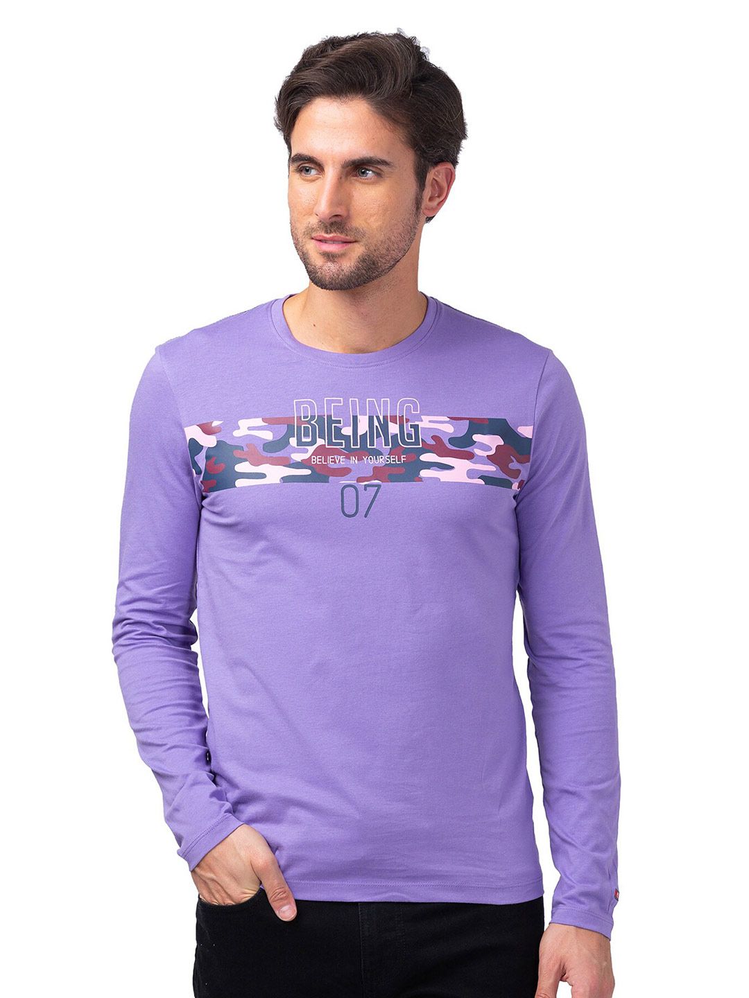 Being Human Typography Printed Round Neck Short Sleeves Pure Cotton T-shirt