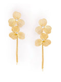 VOGUE PANASH Gold-Plated Artificial Stones Studded Floral Shaped Drop Earrings