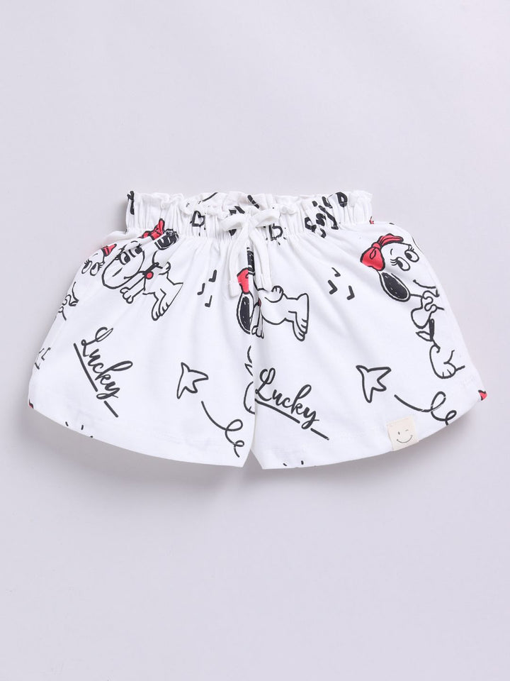 Happy Faces Kids Girls Snoopy Printed Pure Cotton Shorts