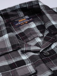 The Indian Garage Co Men Regular Fit Checked Double Flap Pocket Flannel Shirt