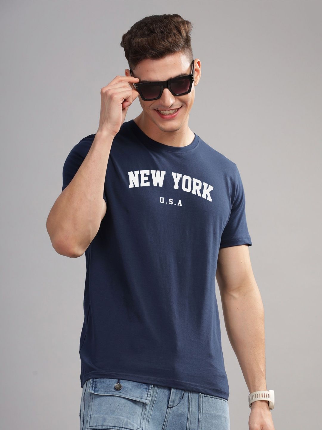 ADRO Men Typography Printed Applique T-shirt