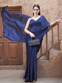 Tikhi Imli Solid Satin Saree With  Blouse Piece