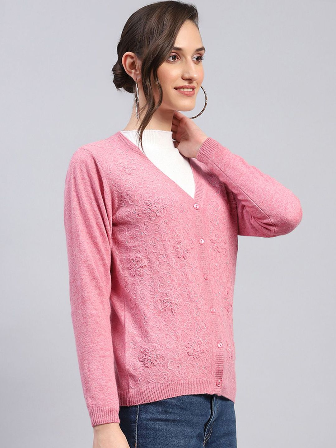 Monte Carlo Women Woollen Long Sleeves Cardigan