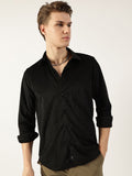 Thomas Scott Men Classic Spread Collar Textured Solid Slim Fit Casual Shirt