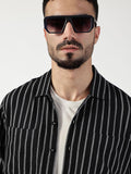 Thomas Scott Men Premium Spread Collar Vertical Striped Cotton Slim Fit Casual Shirt