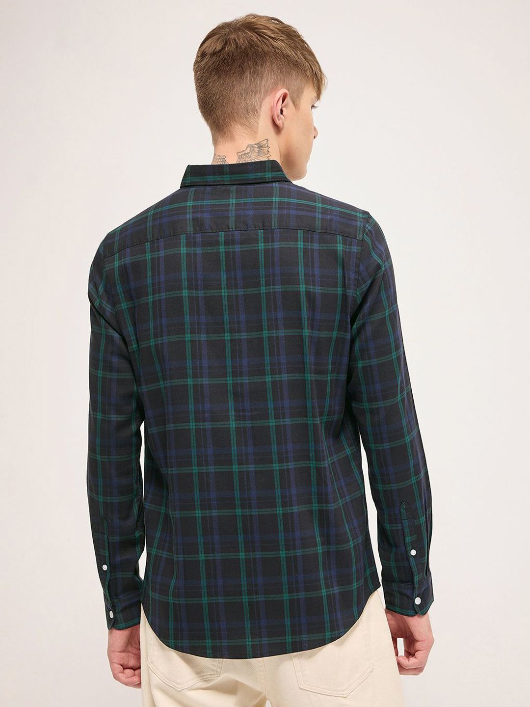 THE BEAR HOUSE Men Cotton Checked Slim Fit Casual Shirt