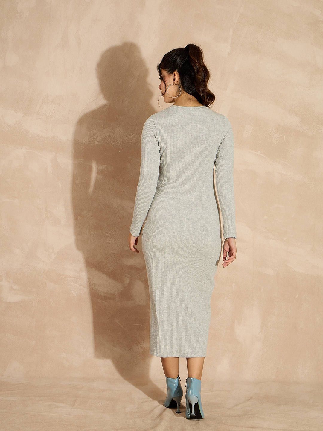 SASSAFRAS Women Full Sleeves Bodycon Midi Dress