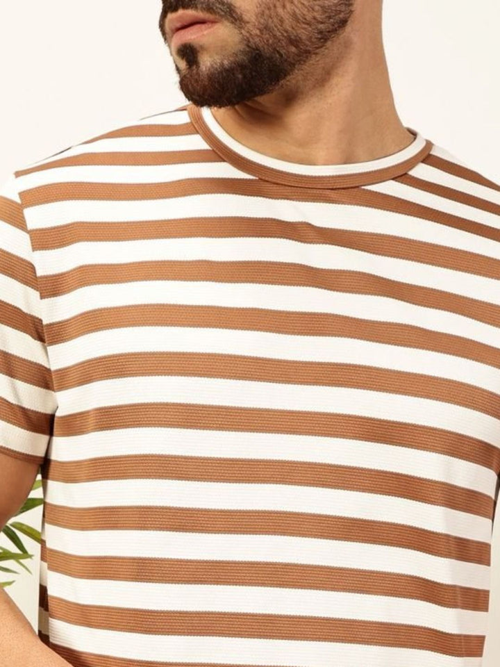 Thomas Scott Men Anti Odour Striped Round Neck T-shirt