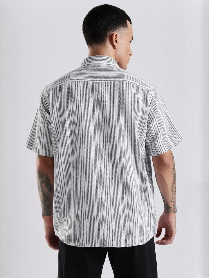 ADRO Comfort Striped Cotton Oversized Casual Shirt