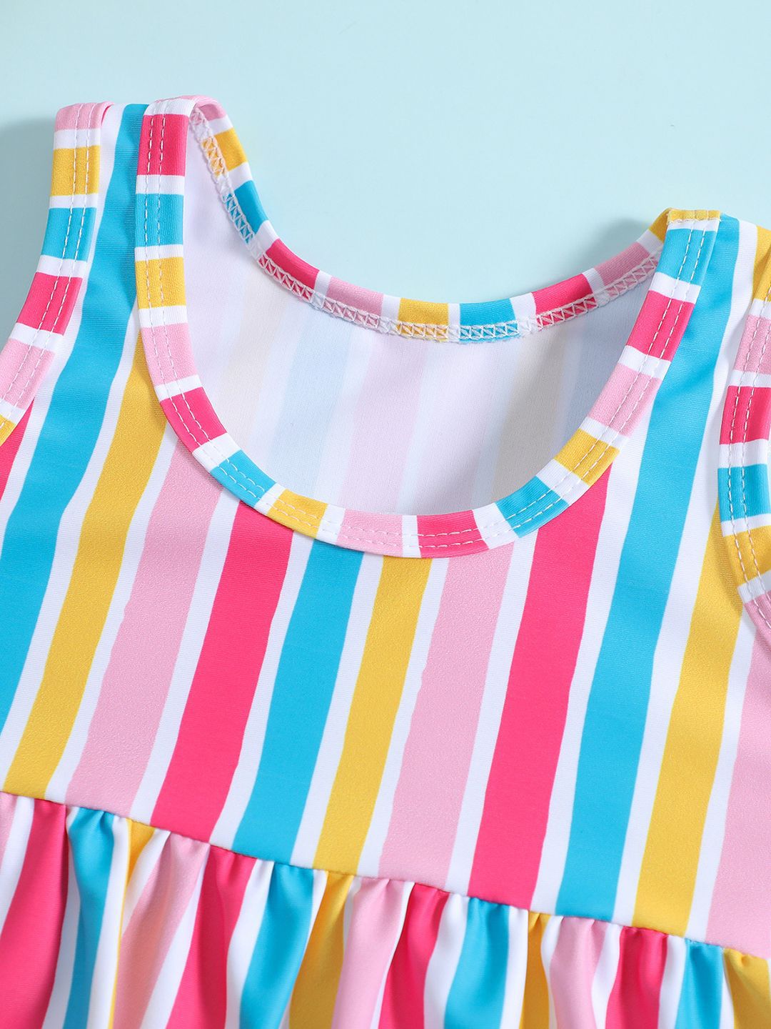 YK Girls Striped Top & Briefs Swim Set