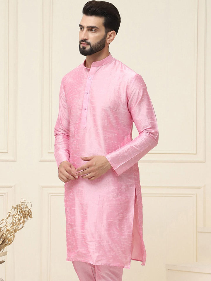 SOJANYA Band Kolar Leher Lengan Panjang Biasa Dupion Silk Straight Kurta