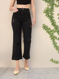 DressBerry Women Urban Edge Distressed Flared Cropped Jeans