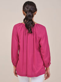 Global Desi Women Embellished Tie-Up Neck Regular Top