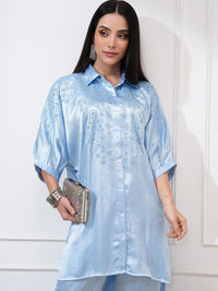 Vishudh Women Embroidered Tunic With Regular Pants Co-Ord Set