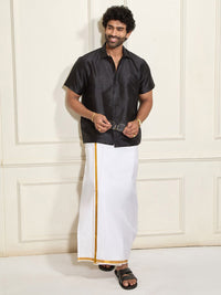 VASTRAMAY Shirt Collar Shirt With Veshti