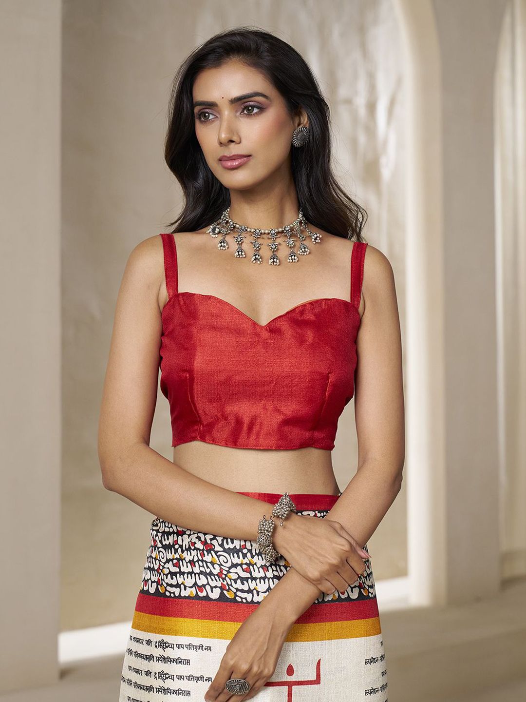 KALINI Typography Digital Printed Saree with Blouse Piece