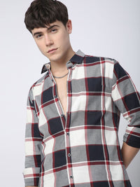 VASTRADO Men Classic Slim Fit Opaque Checked Casual Shirt