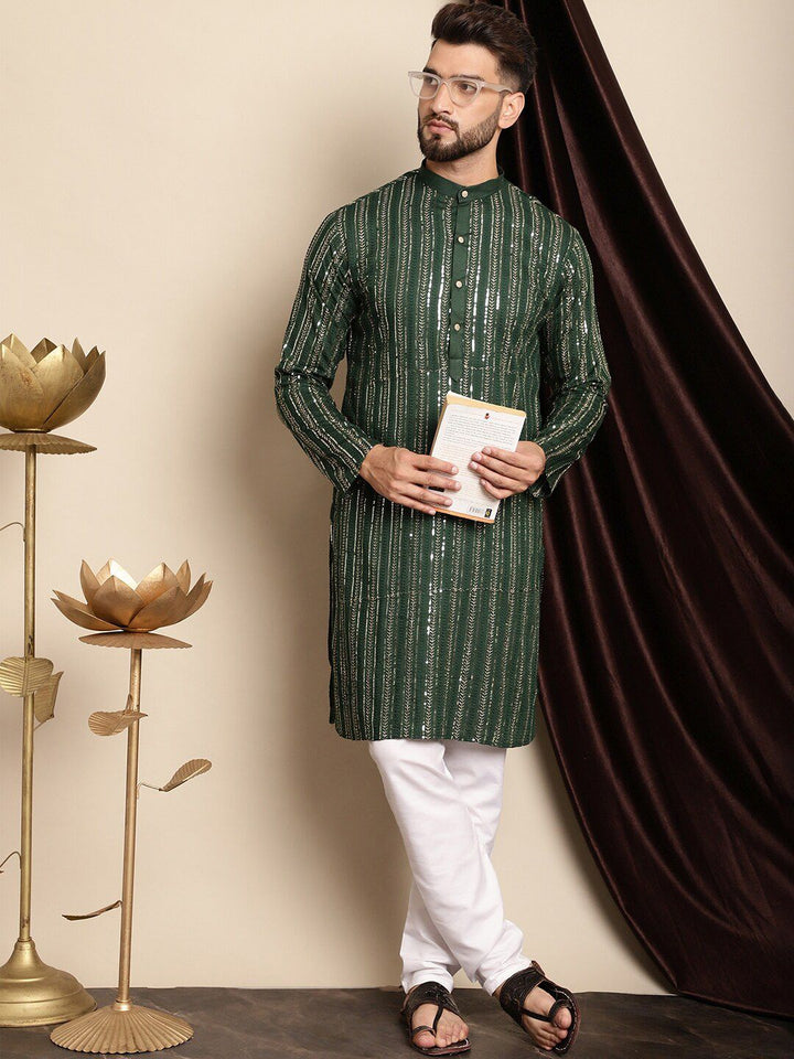 Anouk Embroidered Band Collar Pure Cotton Regular Kurta with Churidar
