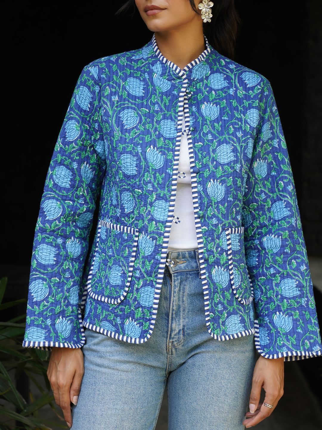 Jaket Quilted Boleh Balik Bunga House of Chikankari Wanita