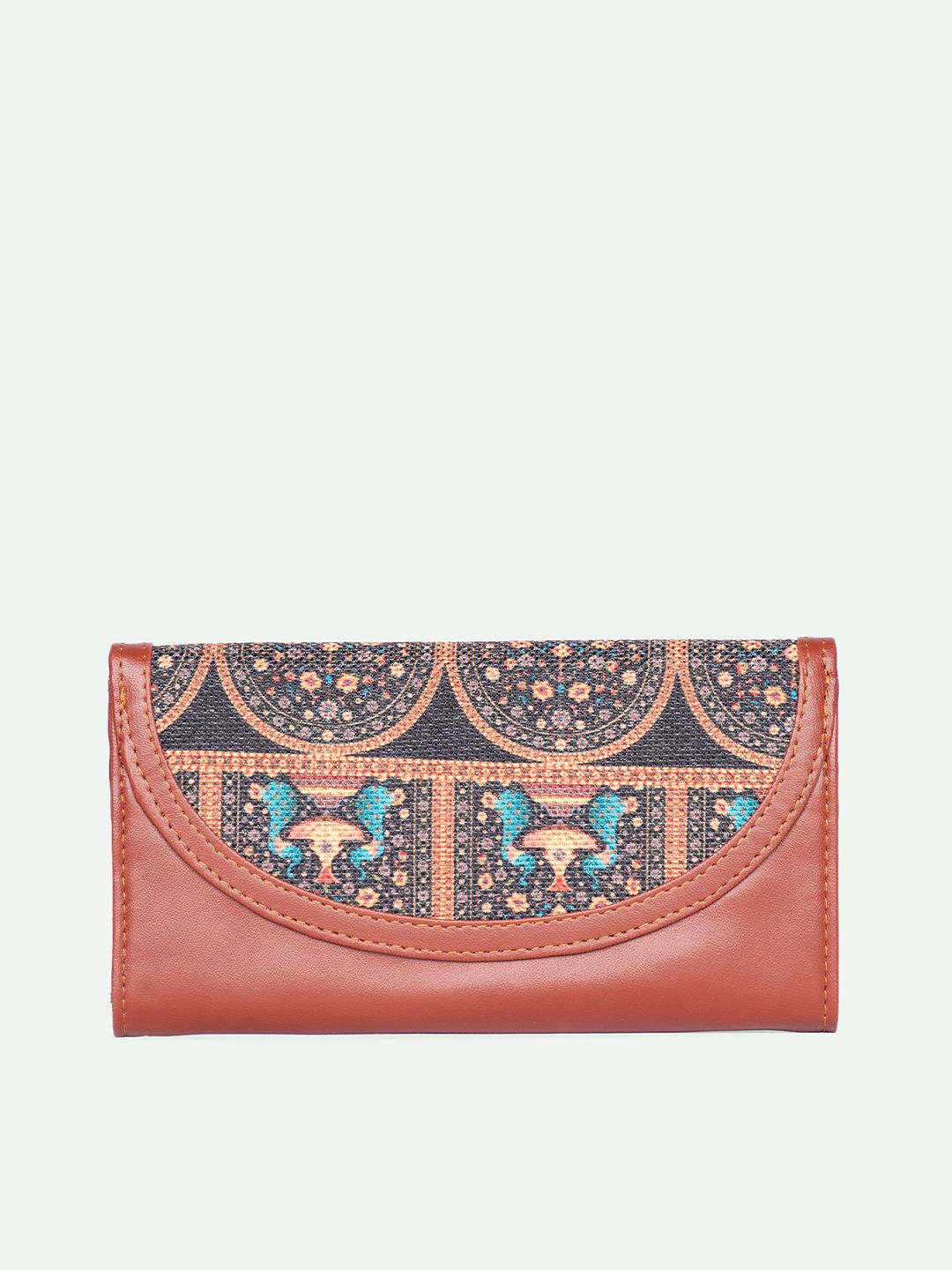 ZOUK Women Ethnic Motifs Printed Leather Card Holder