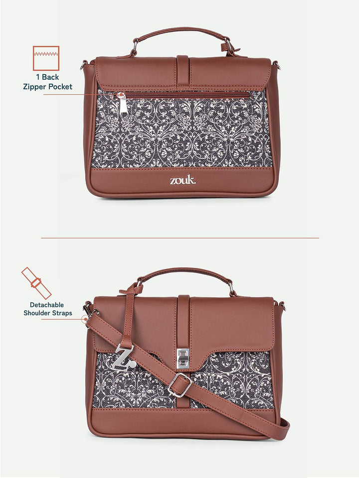 ZOUK Printed Structured Satchel