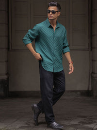 Powerlook Men Spread Collar Textured Casual Shirt