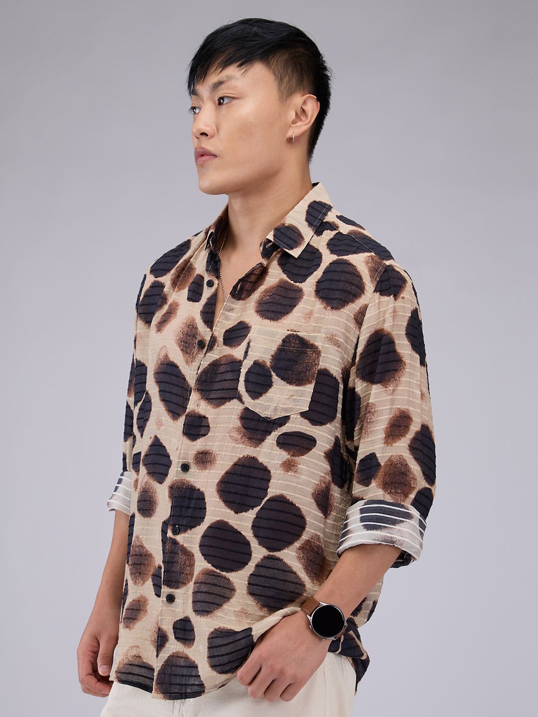 VASTRADO Men Classic Slim Fit Opaque Printed Casual Shirt