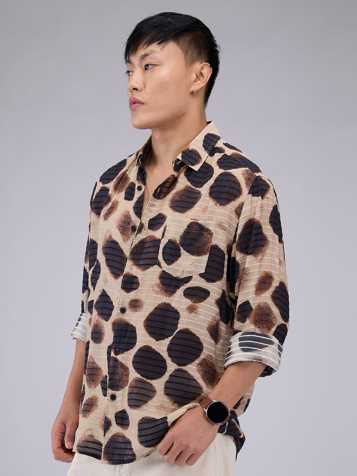 VASTRADO Men Classic Slim Fit Opaque Printed Casual Shirt