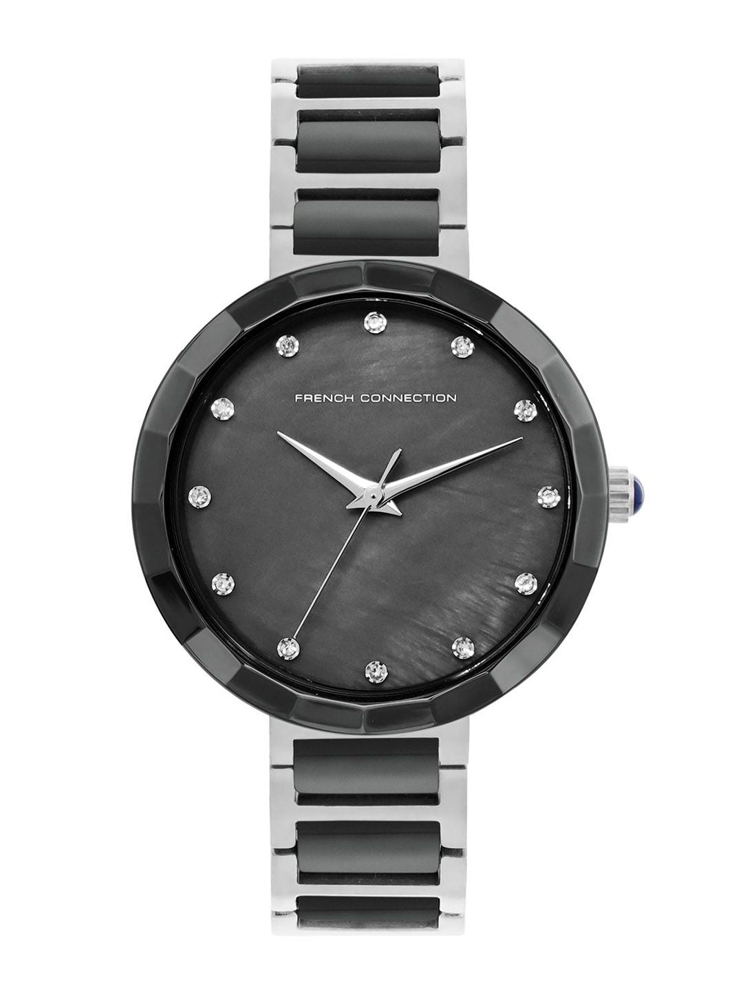 Sambungan Perancis Wanita Dail Hiasan & Gelang Gelang Keluli Tahan Karat Tali Analog Watch FCH4BM