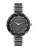 Sambungan Perancis Wanita Dail Hiasan & Gelang Gelang Keluli Tahan Karat Tali Analog Watch FCH4BM