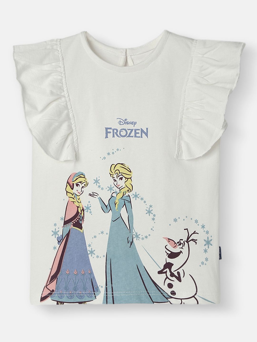 Nauti Nati Girls Frozen Disney Princess Printed Short Sleeves Pure Cotton Top With Skirt