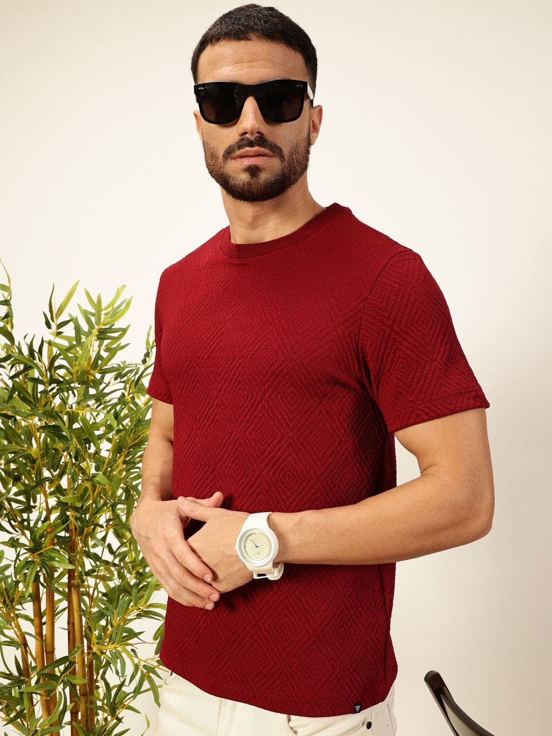 Thomas Scott Men Anti Odour Solid Round Neck T-Shirt