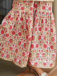 KALINI Floral Printed Sleeveless Gotta Patti Pure Cotton Straight Kurta With Sharara