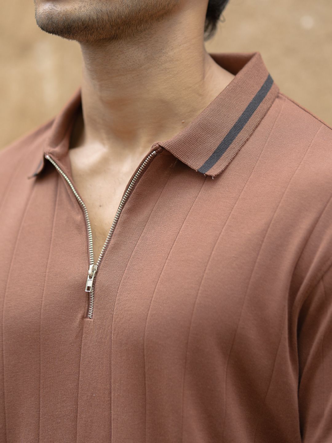 Powerlook Men Self Design Polo Collar Pure Cotton T-shirt