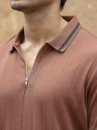 Powerlook Men Self Design Polo Collar Pure Cotton T-shirt