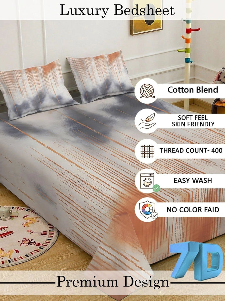 Myntra Elegant Homes Grey & Orange 400 TC King Double Bedsheet with 2 Pillow Covers