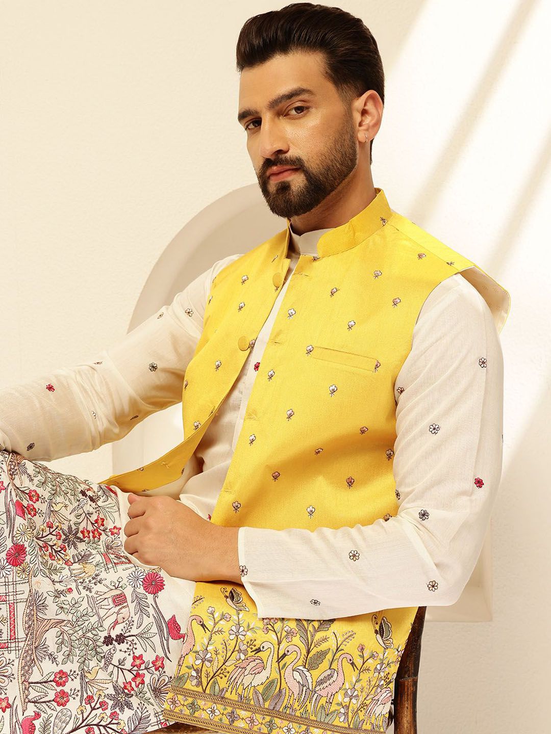 SOJANYA Embroidered Woven Nehru Jacket