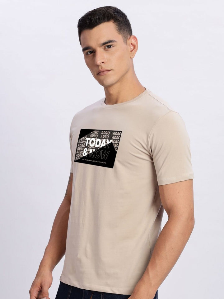 ADRO Typography Printed Round Neck Cotton T-shirt