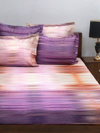 BOMBAY DYEING Purple & Orange Printed 300 TC Cotton King Bedsheet with 4 Pillow Covers