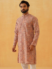 SOJANYA LUXE Lelaki Sulam Benang Kerja Georgette Kurta