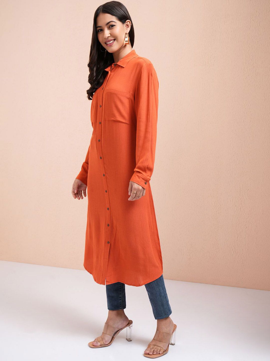 Vishudh Shirt Collar High-Low A-Line Kurta