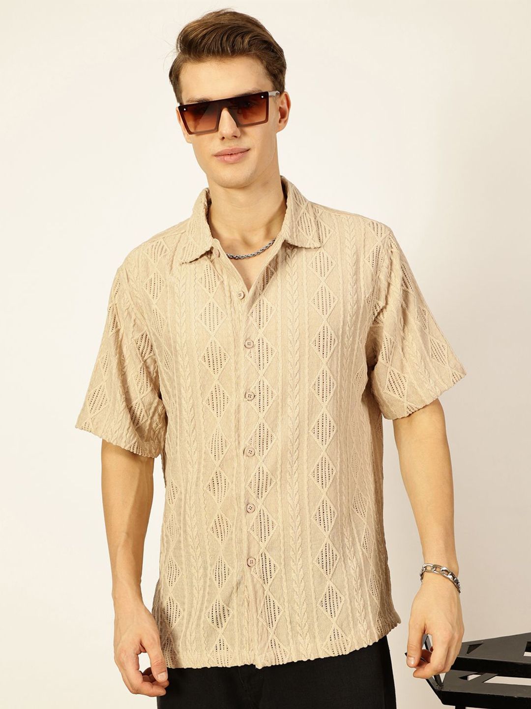 Thomas Scott Men Premium Semi Sheer Casual Shirt