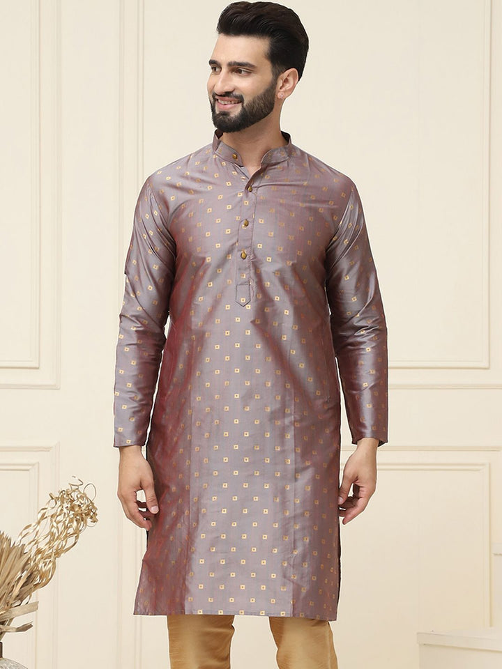SOJANYA Kurta Lurus Kolar Jalur Bercetak Geometrik