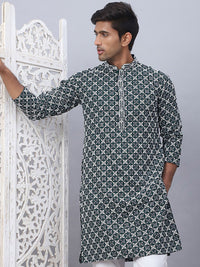 Jompers Floral Printed Mandarin Collar Straight Kurta