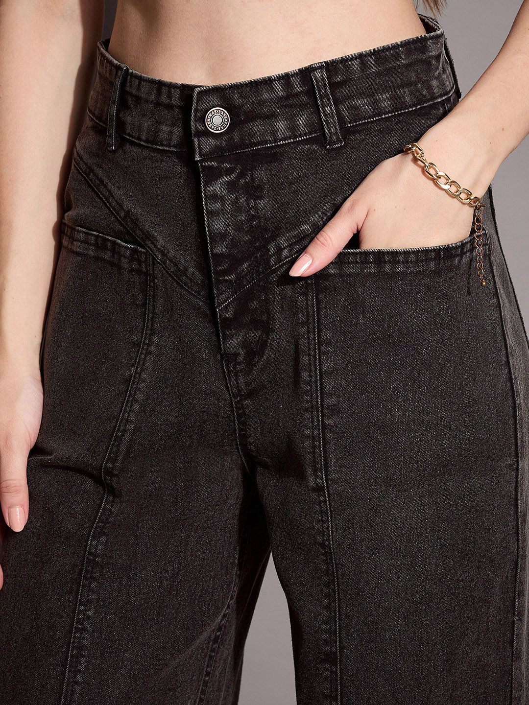 SASSAFRAS BASICS Women Comfort Straight Fit High-Rise Low Distress Stretchable Jeans
