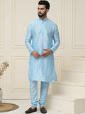 SOJANYA Mandarin Collar Silk Cotton Straight Kurta with Churidar