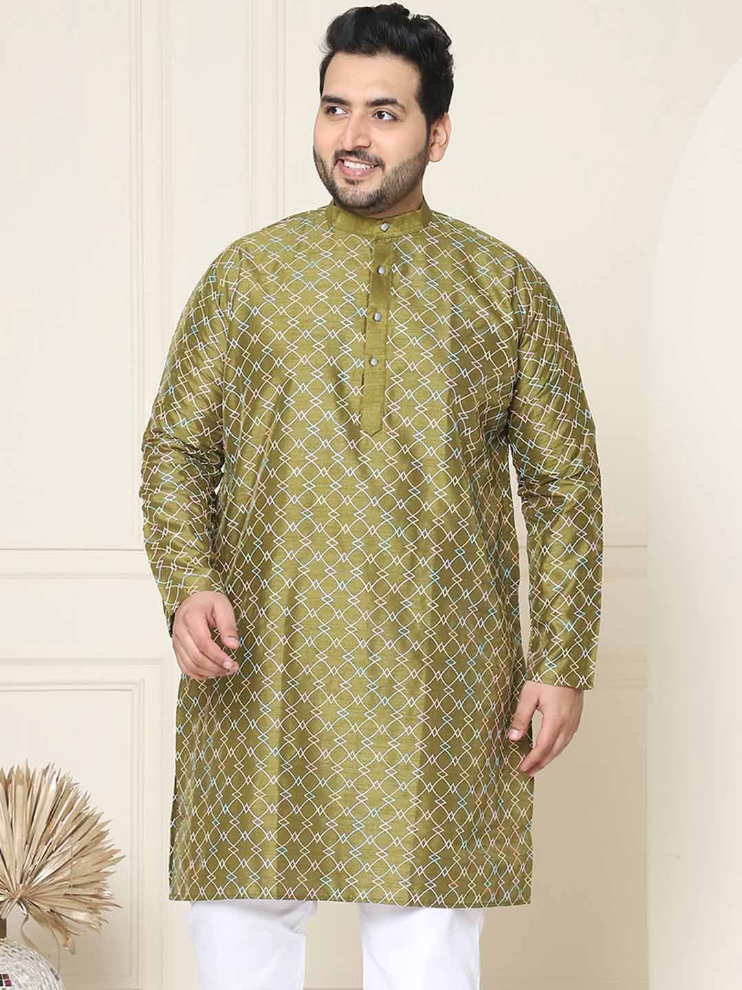 SOJANYA PLUS Size Geometric Printed Band Collar Straight Kurta
