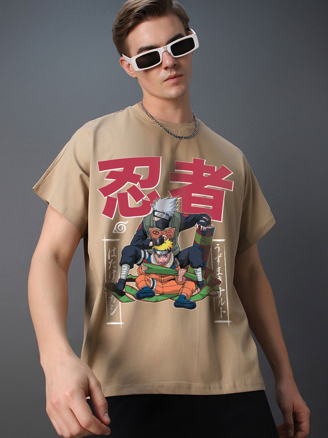 Bewakoof Men Graphic Printed Round Neck Pure Cotton Oversized T-shirt