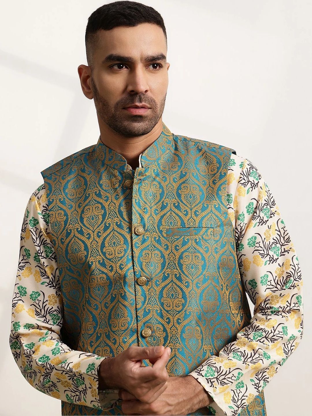 Jaket Nehru Brocade Rekaan Tenunan Anouk