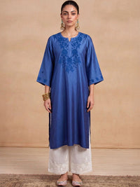 House of Chikankari Women Embroidered Thread Work Chanderi Silk Kurta